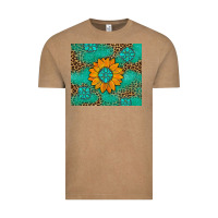 Vintage Coffee Sunflower Gemstone Leopard Vintage Tee - Artiststas