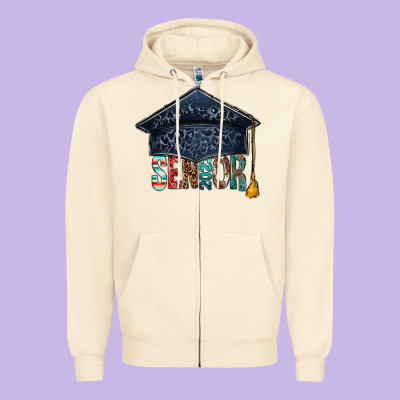 Senior 2023 Graduation Hat Bbs Zipper Hoodie Designed By Bundleandbundleshop