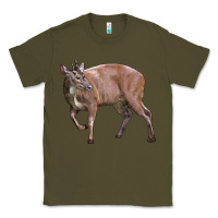 Army Green Red Brocket Buck Deer Classic Tee - LillyAllenDesigns