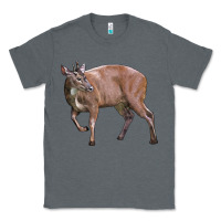 Charcoal Heather Red Brocket Buck Deer Classic Tee - LillyAllenDesigns