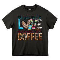 Asphalt all you need is love and a good cup of coffee Heavy Core Tee - Zillion Design Studio