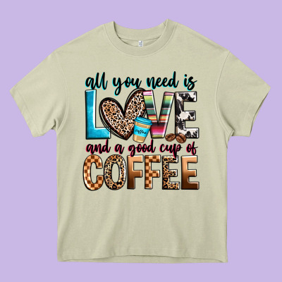 All You Need Is Love And A Good Cup Of Coffee Heavy Core Tee Designed By Zillion Design Studio