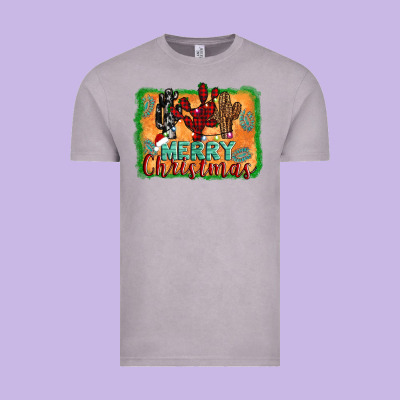 Merry Christmas Cactus Vintage Tee Designed By Adodesignshop