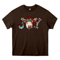Chocolate Brown christmas joy cow Heavy Core Tee - RanaPortraitStore