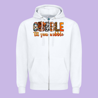 Gobble Til You Wobble Bbs Zipper Hoodie Designed By Bundleandbundleshop