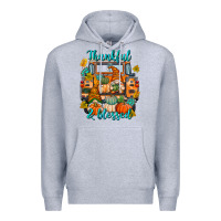 Heather Grey Thankful Blessed Premium Hoodie - texasbilliewilder