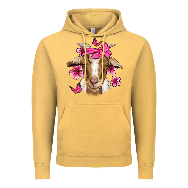 Pink Floral Bandana Goat Vintage Hoodie by Jasminsmagicworld | Teevron