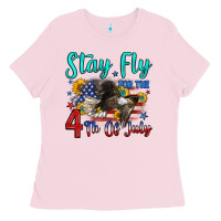 Bubblegum Pink stay fly for the 4 th of july Ladies Tee - Zillion Design Studio