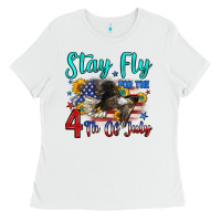 White stay fly for the 4 th of july Ladies Tee - Zillion Design Studio