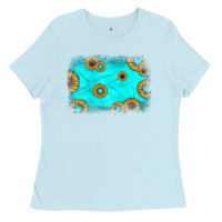 Baby Blue turquoise gemstone sunflower background Ladies Tee - JahusDesignShop