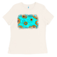 Bone turquoise gemstone sunflower background Ladies Tee - JahusDesignShop