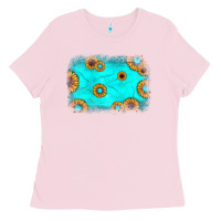 Bubblegum Pink turquoise gemstone sunflower background Ladies Tee - JahusDesignShop