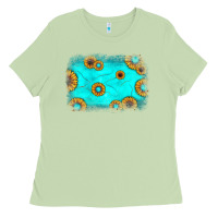 Matcha turquoise gemstone sunflower background Ladies Tee - JahusDesignShop