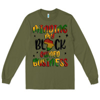 Army Green minding my black owned business Long Sleeve Tee - MaliasSmallBusiness