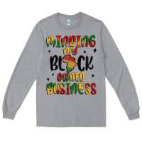 Heather Grey minding my black owned business Long Sleeve Tee - MaliasSmallBusiness