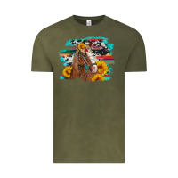 Vintage Olive horse with sunflowers Vintage Tee - Artiststas