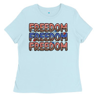 Baby Blue freedom freedom freedom Ladies Tee - Zillion Design Studio