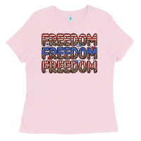 Bubblegum Pink freedom freedom freedom Ladies Tee - Zillion Design Studio