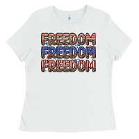 White freedom freedom freedom Ladies Tee - Zillion Design Studio