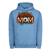 Pigment Pebble Blue blessed soccer mom lightbulb letters Urban Hoodie - OliviaCreatesArt