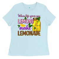 Baby Blue when life gives you lemons make lemonade Ladies Tee - texasbilliewilder