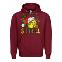 Burgundy santa's favorite softball bbs Zipper Hoodie - BundleAndBundleShop