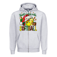 Heather Grey santa's favorite softball bbs Zipper Hoodie - BundleAndBundleShop