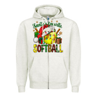 Oatmeal Heather santa's favorite softball bbs Zipper Hoodie - BundleAndBundleShop