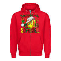 Red santa's favorite softball bbs Zipper Hoodie - BundleAndBundleShop
