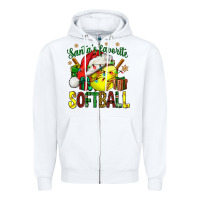 White santa's favorite softball bbs Zipper Hoodie - BundleAndBundleShop