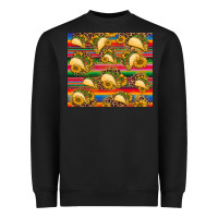 Black tacos and sunflowers with serape leopard background Heavyweight Sweatshirt - BarkalooDesign