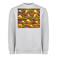 Heather Grey tacos and sunflowers with serape leopard background Heavyweight Sweatshirt - BarkalooDesign