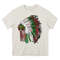 Cream christmas indian feather headdress Heavy Core Tee - RanaPortraitStore