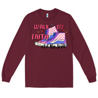 Burgundy walk by faith Long Sleeve Tee - MaliasSmallBusiness