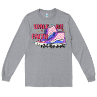 Heather Grey walk by faith Long Sleeve Tee - MaliasSmallBusiness