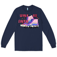 Navy walk by faith Long Sleeve Tee - MaliasSmallBusiness
