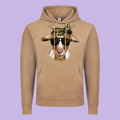Camouflage Bandana Goat Vintage Hoodie Designed By Jasminsmagicworld
