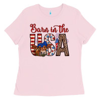 Bubblegum Pink barn in the usa Ladies Tee - Zillion Design Studio