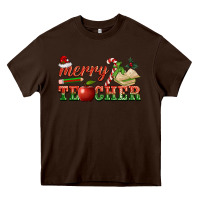 Chocolate Brown merry teacher Heavy Core Tee - BarkalooDesign