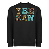 Black western sunflowers turquoise leopard yee haw Heavyweight Sweatshirt - BarkalooDesign