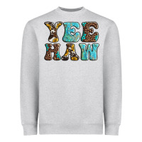 Heather Grey western sunflowers turquoise leopard yee haw Heavyweight Sweatshirt - BarkalooDesign