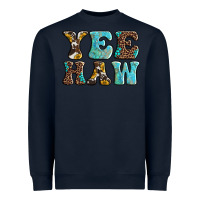 Navy western sunflowers turquoise leopard yee haw Heavyweight Sweatshirt - BarkalooDesign