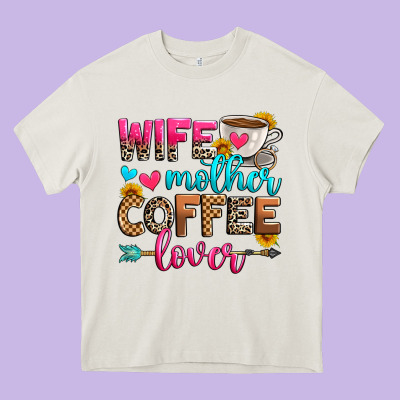 Wife Mother Coffee Lover Heavy Core Tee Designed By Zillion Design Studio
