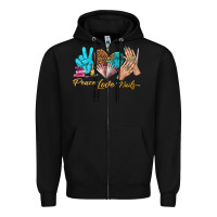 Black peace love nails bbs Zipper Hoodie - BundleAndBundleShop
