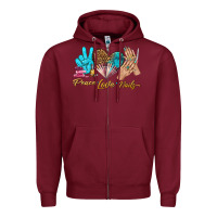 Burgundy peace love nails bbs Zipper Hoodie - BundleAndBundleShop