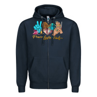 Navy peace love nails bbs Zipper Hoodie - BundleAndBundleShop
