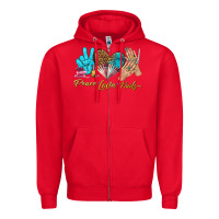Red peace love nails bbs Zipper Hoodie - BundleAndBundleShop