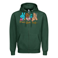 Sports Green peace love nails bbs Zipper Hoodie - BundleAndBundleShop