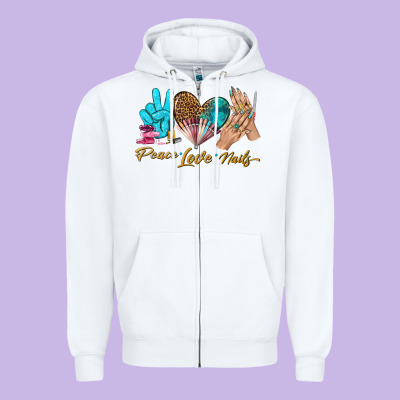 Peace Love Nails Bbs Zipper Hoodie Designed By Bundleandbundleshop