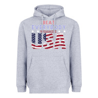Heather Grey Usa Beat Everybody Heavyweight Hoodie - Bettercallsaul